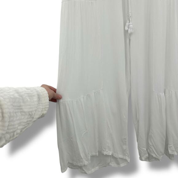 J. Valdi White Beach Pants Size XL Ruffle Wide Leg Gauze Swim Coverup Vacation - Picture 6 of 8